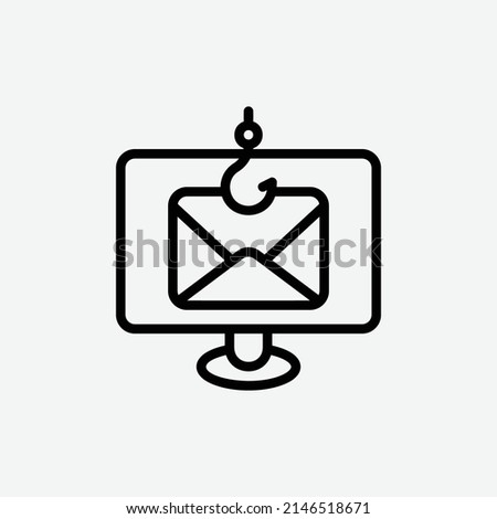  email phising icon, isolated security outline icon in light grey background, perfect for website, blog, logo, graphic design, social media, UI, mobile app