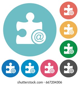 Email plugin flat white icons on round color backgrounds