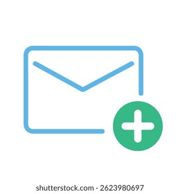 E-mail com sinal de adição. Símbolo de novo email, adicionando mensagem