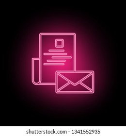 Email, post neon icon can be used to illustrate topics about SEO optimization, data analytics, website performace - Vector