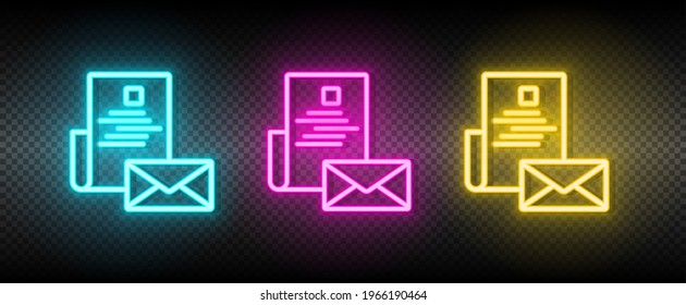 Email, post neon icon set