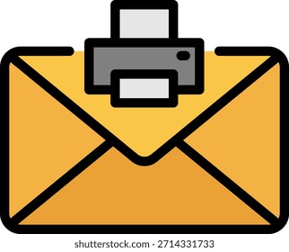 Icono de impresión de correo electrónico: Concepto de comunicación digital