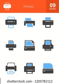 Email & Printer Filled Blue & Black Icons