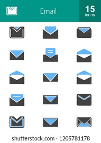 Email & Printer Filled Blue & Black Icons