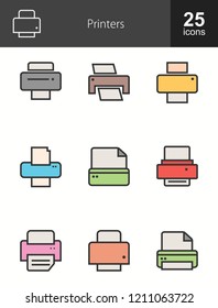 Email & Printer Filled Line Icons