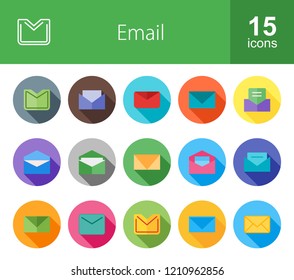 Email & Printer Long Shadow Icons