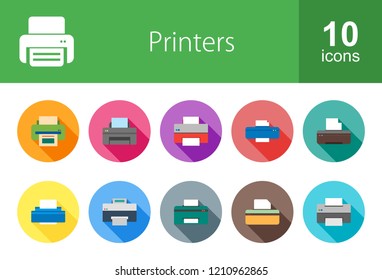 Email & Printer Long Shadow Icons