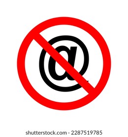 Email is prohibited. Stop or ban red round sign with email icon. Vector illustration. Forbidden sign..eps
