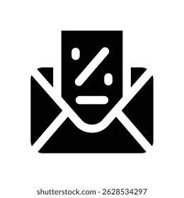 email promotion glyph icon. Strong and solid vector icon for websites, mobile interfaces, presentations, and visual branding. High quality and easy to edit.