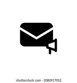 icono de promoción de correo electrónico diseño ilustración vectorial con emisión de símbolos, sobre, mensaje, megáfono y altavoz para el negocio de la publicidad