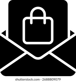 Diseño de Vector de promoción de correo electrónico, concepto de campaña de marketing digital y boletín, ilustración de anuncio de venta de comercio electrónico. Icono de glifo