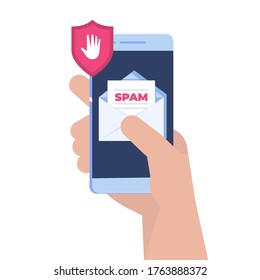 E-mail protection, anti-malware, anti spam  concept. Flat vector illustration