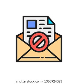 E-mail protection, anti-malware, spyware, trojan flat color line icon.