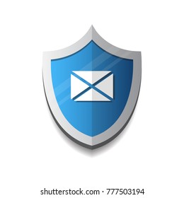 Email Protection Envelope On Shield Icon Security Concept Vector Illustration