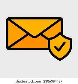 Email protection icon in filled line style, use for website mobile app presentation