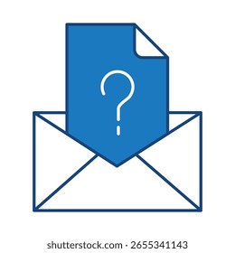 Email Question Blue Line Icon. Question Mark, Thinking, Asking, Answer, Help Editable Stroke Vector Illustration