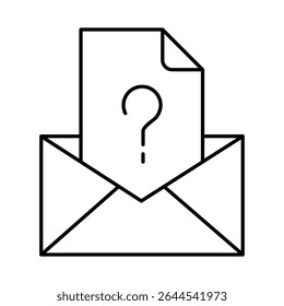 Email Question Line Icon. Question Mark, Thinking, Asking, Answer, Help Editable Stroke Vector Illustration