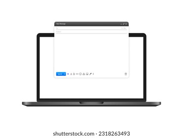 Email. Realism, grey, email window, email window on macbook. Vector illustration.