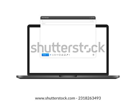 Email. Realism, grey, email window, email window on macbook. Vector illustration.