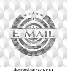 Email realistic grey emblem with cube white background