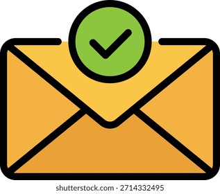 Icono de correo electrónico recibido: Mensaje con marca de verificación