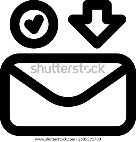 Email Received, Inbox Validation Outline Icon