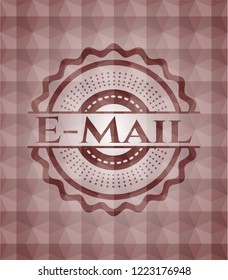 Email red seamless badge with geometric background.