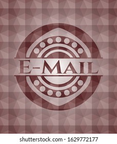 Email red seamless polygonal badge.