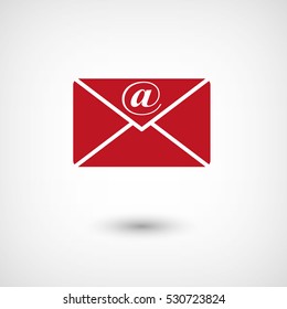 Email - red vector  icon with shadow