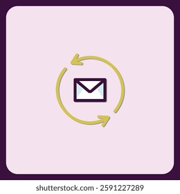 Email Refresh Icon, Modern Circular Arrows and Envelope Design