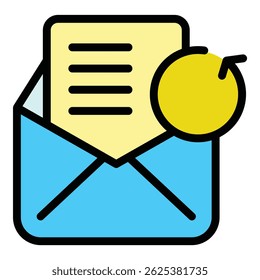Ícone de atualização de email. Contorno E-mail ícone de vetor de atualização para web design isolado em branco plano de fundo cor