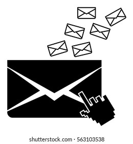 email related icons image black and white  vector illustration design 