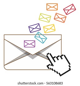 email related icons image full color  vector illustration design 