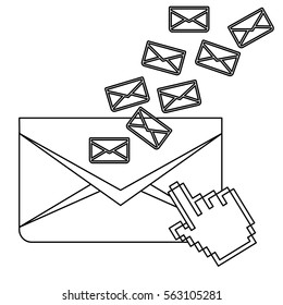 email related icons image simple black line vector illustration design 