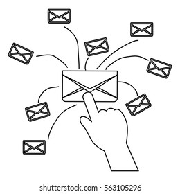 email related icons image simple black line vector illustration design 