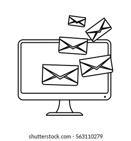email related icons image simple black line vector illustration design 