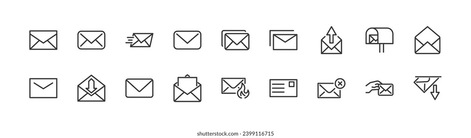 email related premium icon set. Vector elements with editable stroke. Isolated on a white background