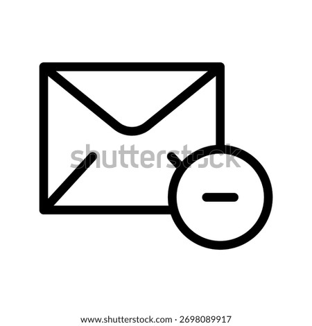 Email Remove icon set featuring delete, discard, mailbox cleanup, message removal, and communication management symbols in a clean modern line design