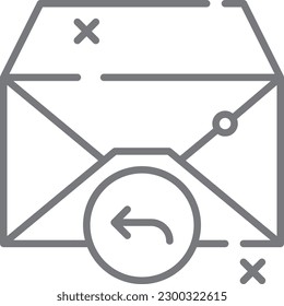 Email Replay Feedback icon with black outline style. message, post, newsletter, envelope, response, answer, send. Vector illustration