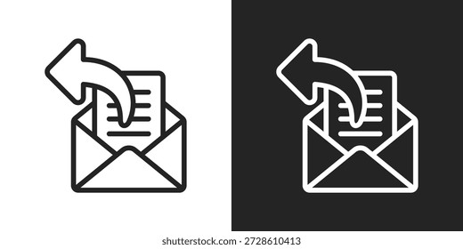 Email Reply Ícone em estilo de linha preto e branco