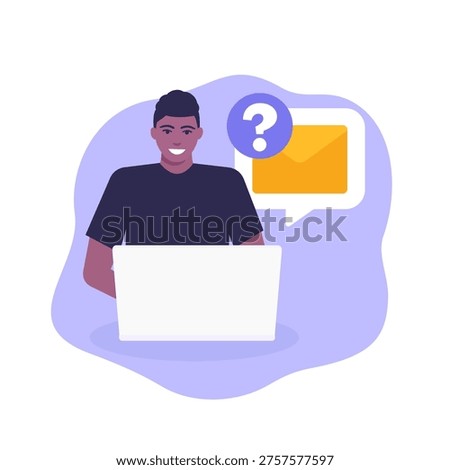 email request vector illustration with a happy man