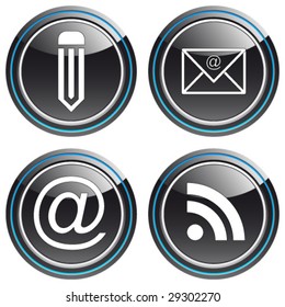 e-mail, rss-feed, pen - button set