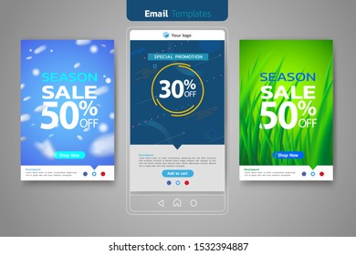 Email sales set for social media template design web banner promotion for online shopping, social media, mobile apps.
