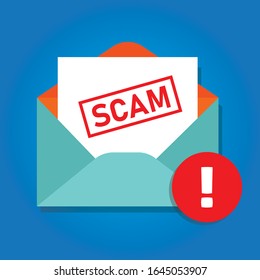 Email Scam Icon Of Envelope With Phishing Content Alert Detected