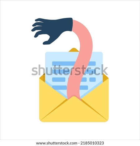 Email scam phishing crime hacker hand steal data vector illustration