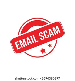 Sello de goma de la estafa del email. Ilustración vectorial de sello Grunge de goma roja