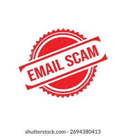 Sello de goma de la estafa del email. Ilustración vectorial de sello Grunge de goma roja