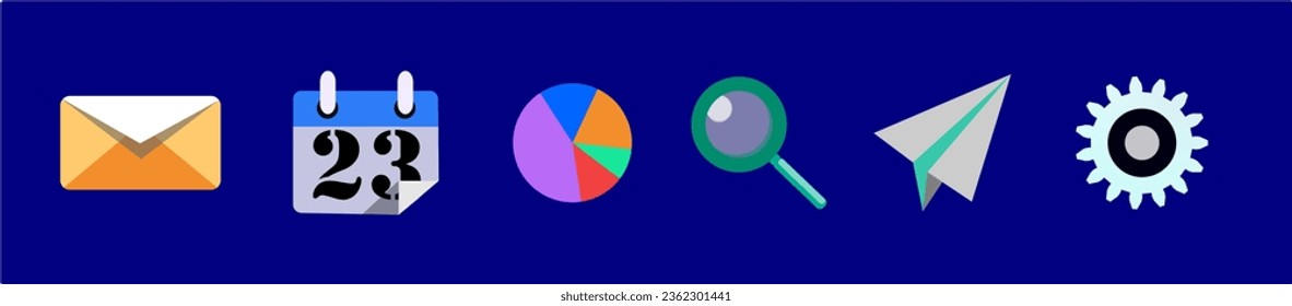 email schedule diagram search send and setting icon in vector