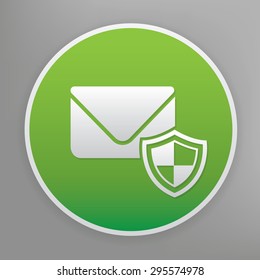 Email security design icon on green button, clean vector