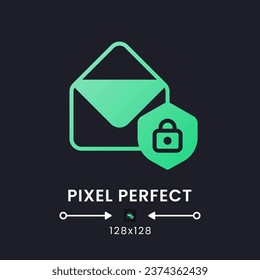 Email security green solid gradient desktop icon on black. Account protection. Prevent unauthorized access. Pixel perfect 128x128, outline 4px. Glyph pictogram for dark mode. Isolated vector image
